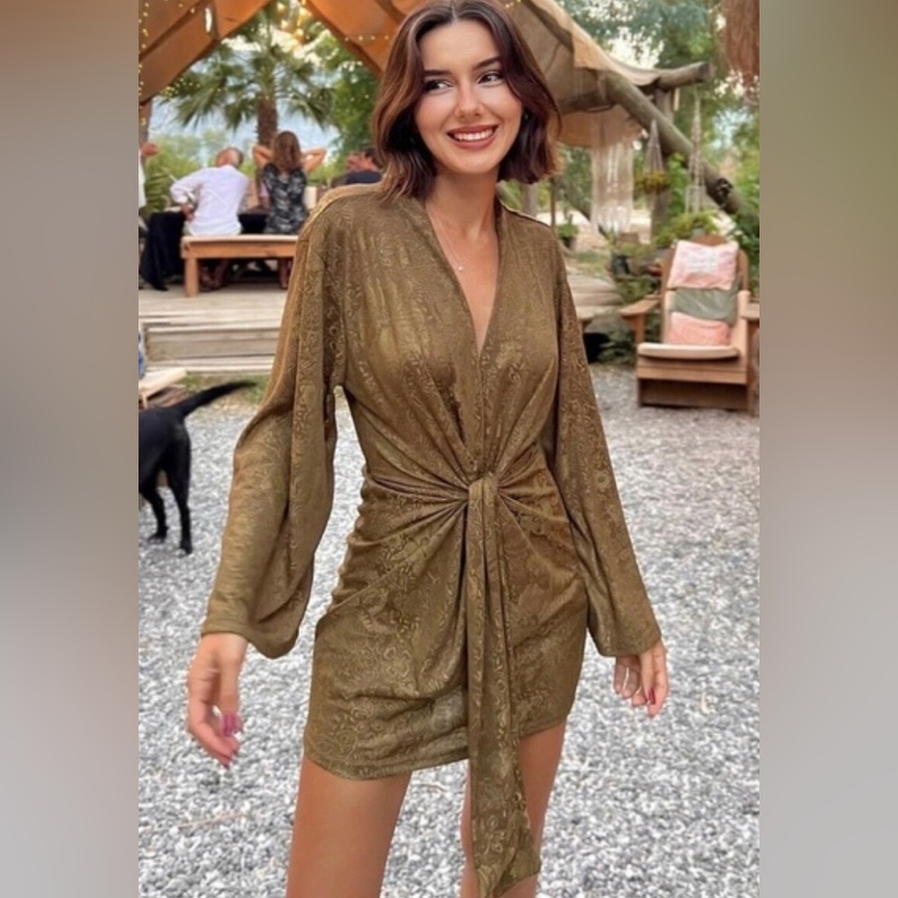 COPY - Knotted jacquard dress khaki